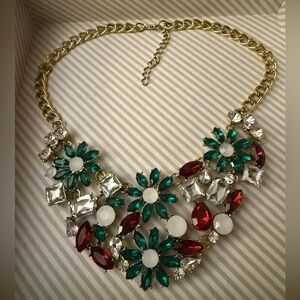 Elegant Golden and Multicolor Statement Necklace